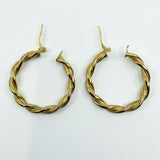 Large Vintage Twisted 9ct Gold Hoop Earrings 375