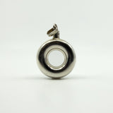 Unusual Chunky Vintage Sterling Silver Round Perfume / Poison Bottle Pendant 925