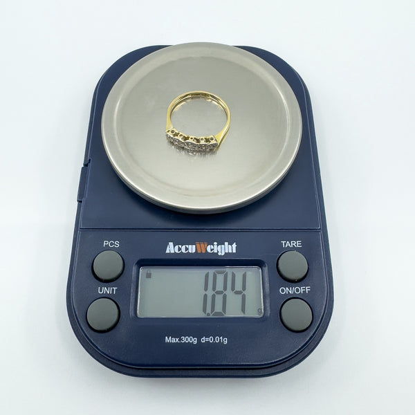 Vintage 18ct Gold Diamond 5x Stone Engagement Ring 750 Size K
