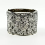 Wide Antique Victorian Sterling Silver Engraved Floral Bangle 925