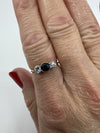 Vintage 18ct Gold 1.10ct Diamond & Sapphire Trilogy Ring 750 Size P
