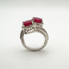 New 4ct Ruby Toi Et Moi Ring in Sterling Silver Size N