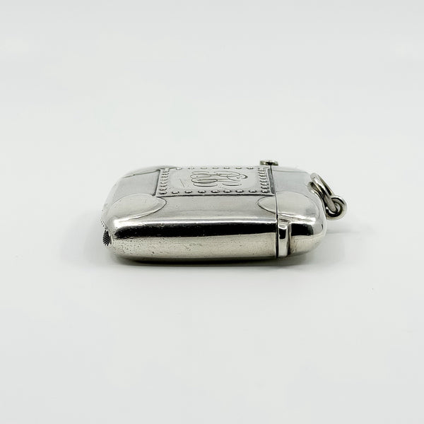 Large Antique 1904 Sterling Silver Reversible Vesta Case Engraved Locket 925