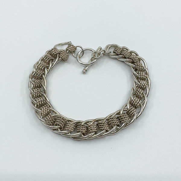 Sterling Silver Chunky Oval Roller Links 9.5” Bracelet & T-Bar Toggle 925 42g