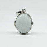 Large Chunky Sterling Silver Oval Double Sided Glass Orb Photo Locket 925