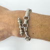 Vintage Sterling Silver Fancy Link Engraved T-Bar & Dog Clip 8” Bracelet 925 23g