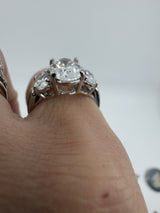 Chunky 9ct White Gold 2.30ct CZ Trilogy Engagment Ring 375 Size J