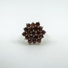 Vintage 9ct Gold Garnet Cocktail Cluster Ring Size J - K 