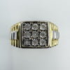 Gold on Sterling Silver Rolex Pattern Band Diamond Ring 925 Size R