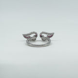 New Sterling Silver Ruby Double Angel Wings Ring 925 Size N - O