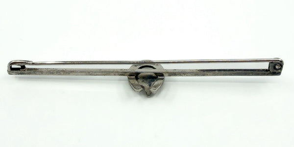 Antique Sterling Silver Fox & Horseshoe Bar Brooch 925