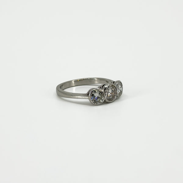 Vintage Platinum 1.60ct Diamond Trilogy Ring 950 Size L