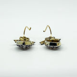 Silver Gilt Diamond & Pearl Puffy Heart Drop Bow Earrings 925
