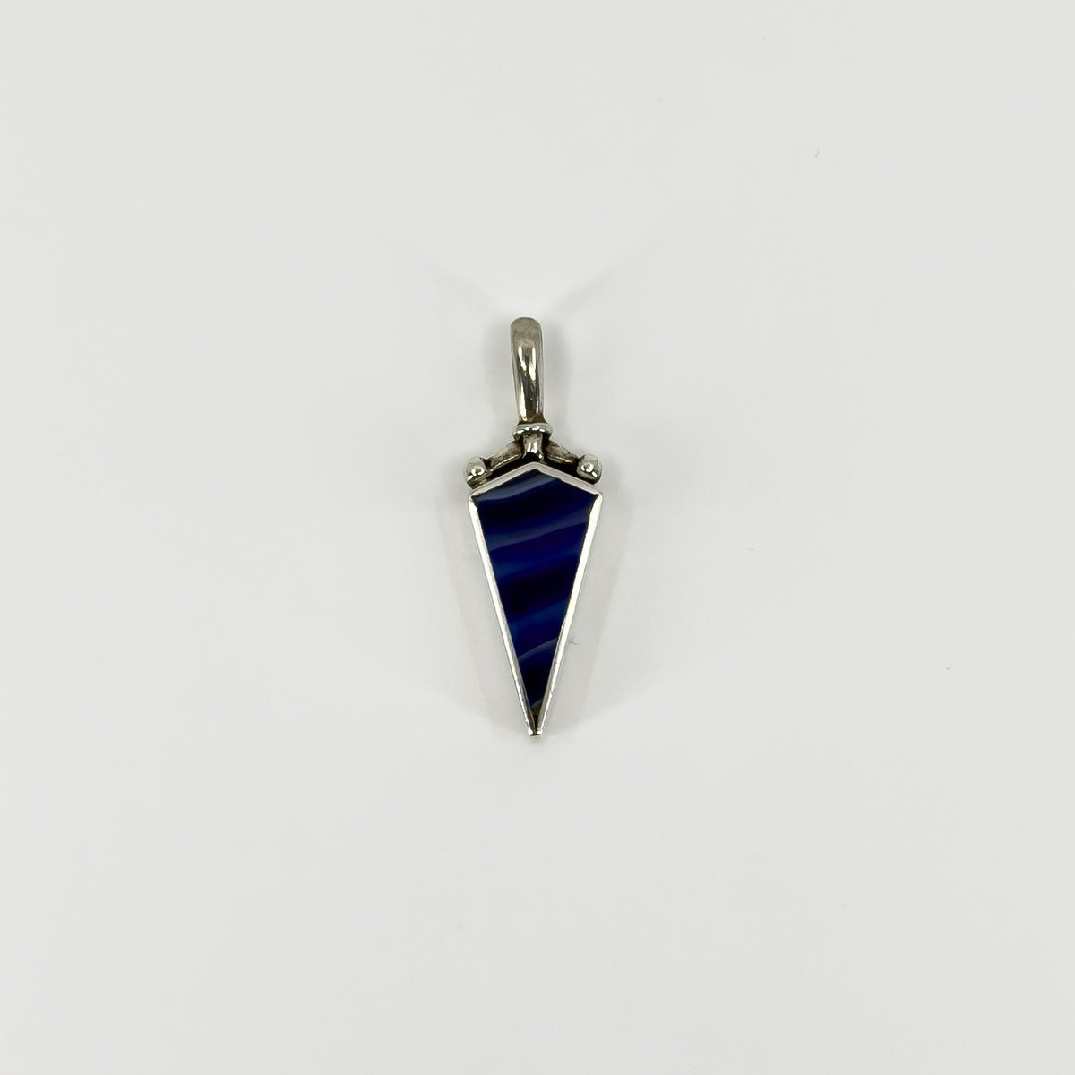 Chunky Vintage Double Sided Blue Agate & MOP Fob Pendant 925 by DSW