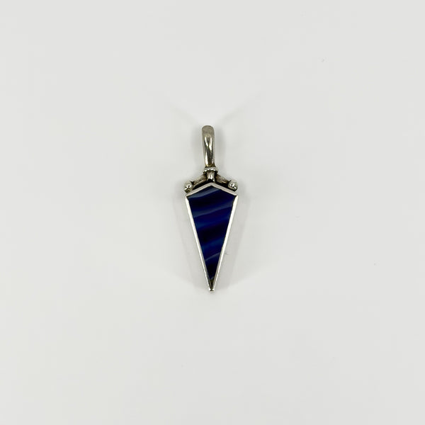Chunky Vintage Double Sided Blue Agate & MOP Fob Pendant 925 by DSW