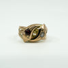 Antique 9ct Rose Gold Double Snake Diamond & Garnet Ring Size U (Chester 1909)