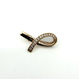 Contemporary Gold on Sterling Silver CZ Ribbon Brooch 925