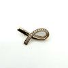 Contemporary Gold on Sterling Silver CZ Ribbon Brooch 925
