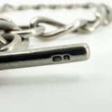 Chunky Antique Sterling Silver Oval Link 15” Albert Chain / Necklace & T-Bar 925
