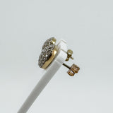 Vintage 9ct Pave Diamond Puffy Heart Stud Earrings 375