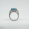 Chunky Sterling Silver 8ct Blue Topaz Ring 925 Size N 