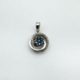 Unusual Blue & White 0.20ct Diamond Pendant in Sterling Silver 925