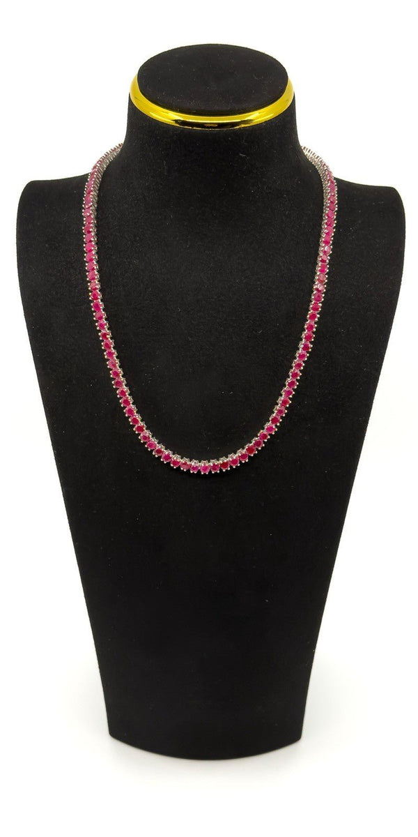 18.4" Sterling Silver 27ct Natural Ruby Tennis Necklace 925