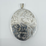 Rare Huge Oversized Chunky Vintage Sterling Silver Oval Photo Locket Pendant 69g