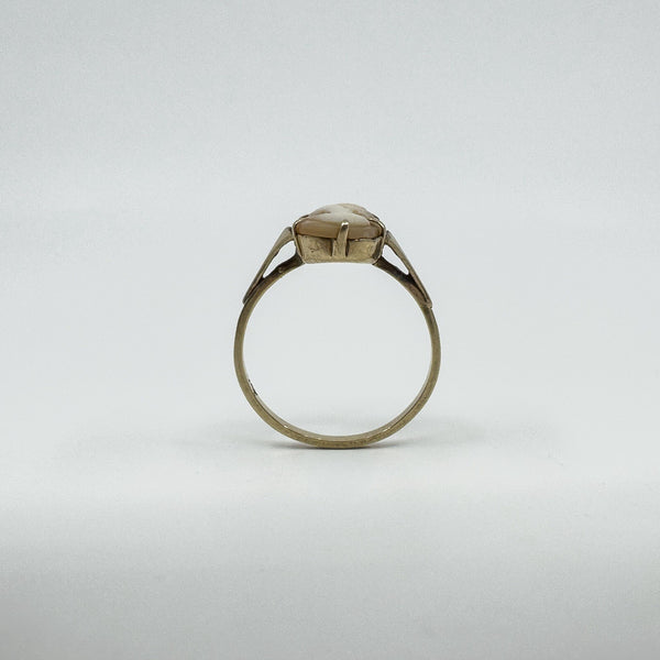 Vintage 9ct Gold Small Left Facing Carved Cameo Ring 375 Size P 