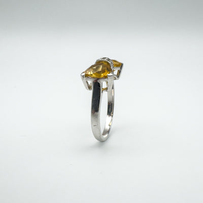 2.40ct Citrine & CZ Bow Ring in Sterling Silver 925 Size R Engagement Stacking