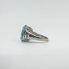 Chunky Sterling Silver 8ct Blue Topaz Ring 925 Size N 