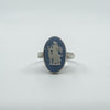 Vintage Sterling Silver Wedgewood Blue Jasper Ware Cameo Ring 925 Size J - K