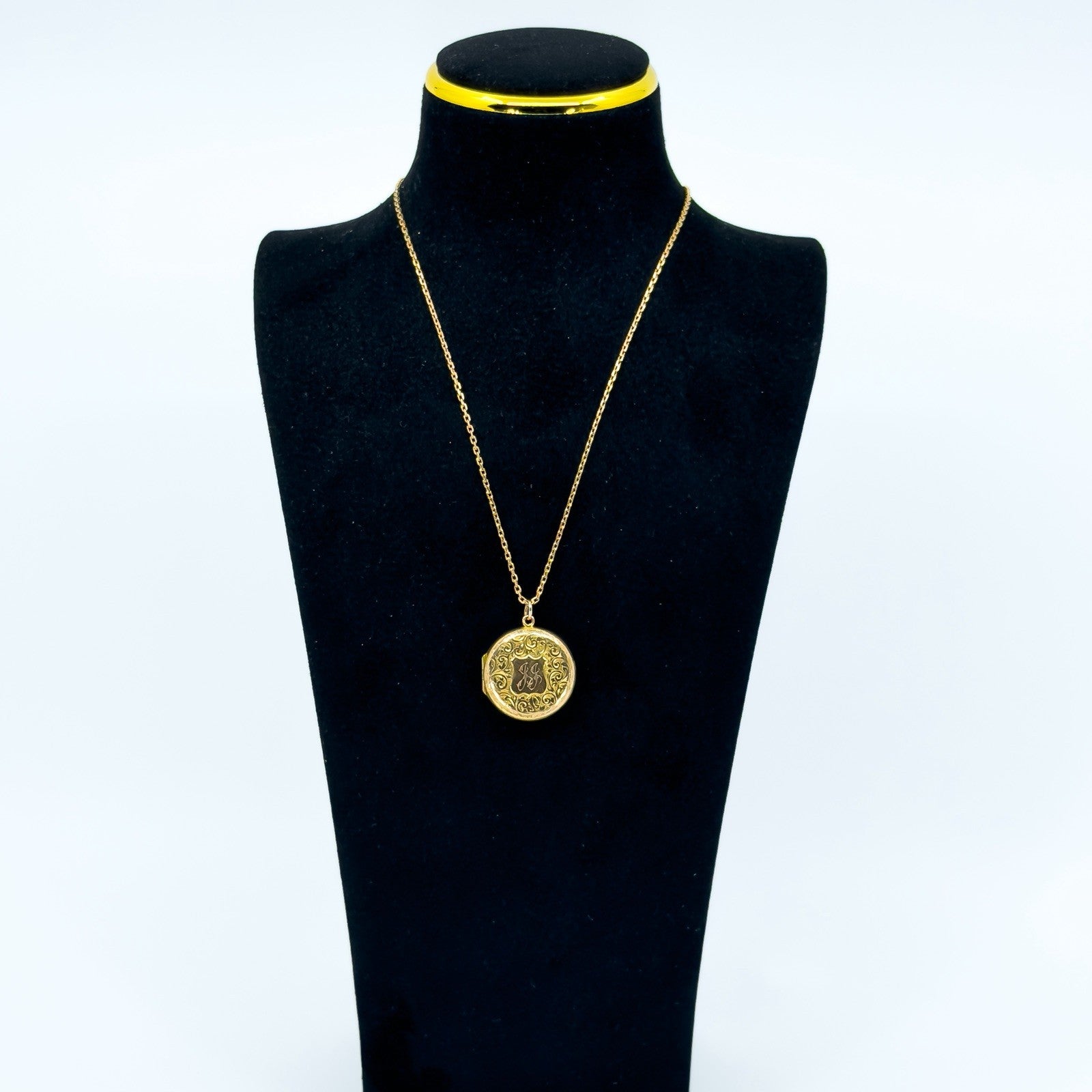 Large Antique 9ct Rose Gold Photo Locket & 19" Chain 375 (Birm 1886)