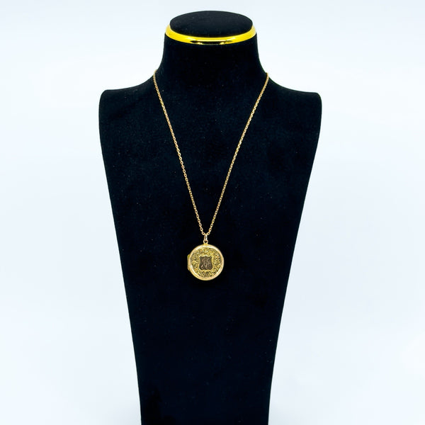 Large Antique 9ct Rose Gold Photo Locket & 19" Chain 375 (Birm 1886)