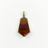 Large Chunky Vintage 9ct Gold Double Sided Green & Orange Agate Fob Pendant 375