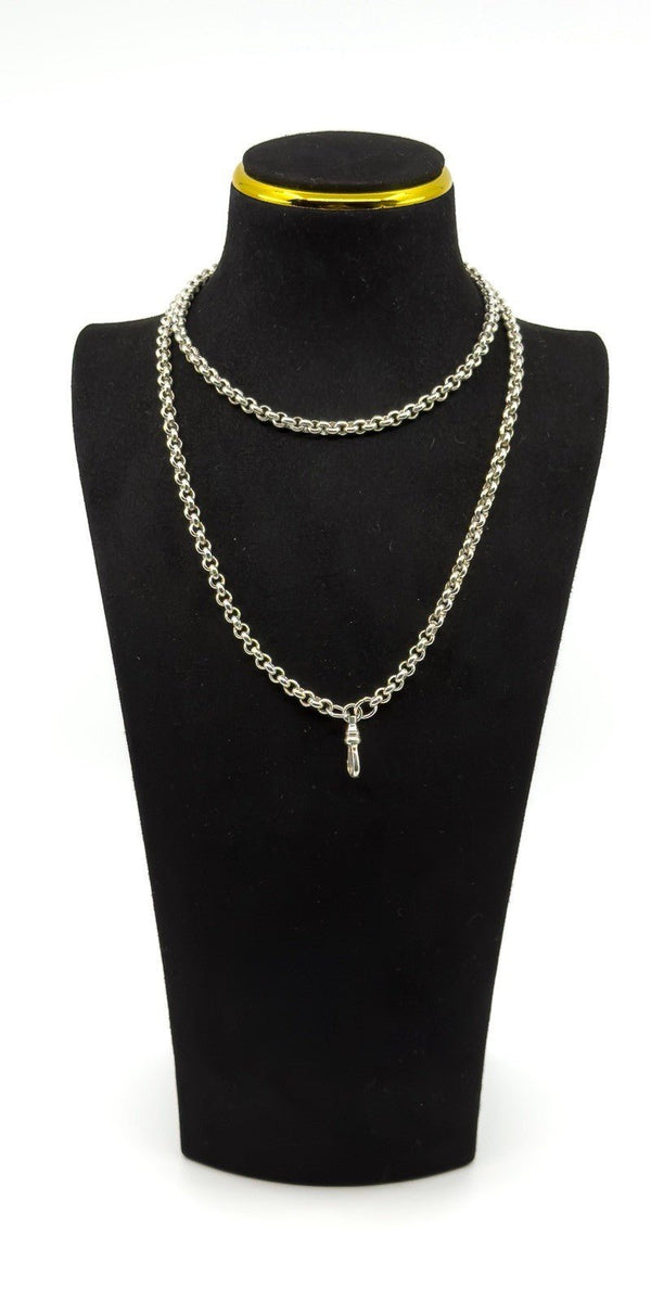 Chunky Vintage Sterling Silver 33” Rolo Links Chain & Dog Clip 925 60g 1997
