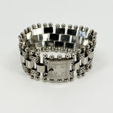 RARE Antique Victorian Sterling Silver Floral Engraved Book Chain Bracelet 925