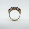 Chunky Vintage 9ct Gold 2.65ct Amethyst 5 Stone Ring Size Q 
