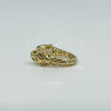 18ct Gold Gem Set Double Panther Head Ring Size O 750