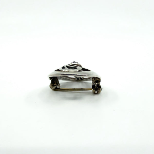 Vintage Sterling Silver Amethyst Oval Rose & Vine Brooch 925