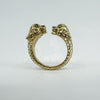 18ct Gold Gem Set Double Panther Head Ring Size O 750