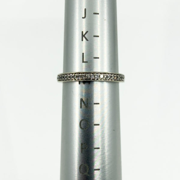 9ct White Gold 0.11ct Diamond Skinny Band / Ring 375 Size M Wedding Eternity