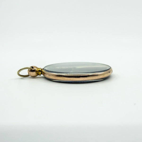 Large Antique 9ct Rose Gold Double Sided Glass Photo Locket 375 (Birm 1912)