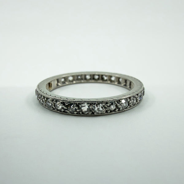 Antique Platinum Old Cut Diamond Full Eternity Band / Ring Size L - M