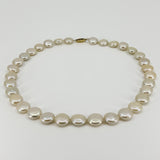 14ct Gold Cultured Freshwater Button / Disk Pearl 18” Necklace 585