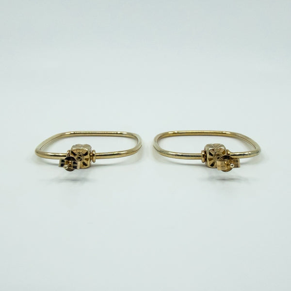 Unusual Large Rectangular 9ct Gold Hoop Earrings 375