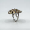 Huge Sterling Silver Citrine & CZ Cocktail Ring Size Q - R 