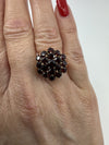 Large Vintage 9ct Gold Garnet Cocktail Cluster Ring Size L