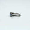 Vintage Sterling Silver Blue & White Paste Boat Ring 925 Size M - N