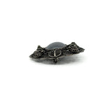 Large Vintage Sterling Silver Filigree Hematite Brooch 925